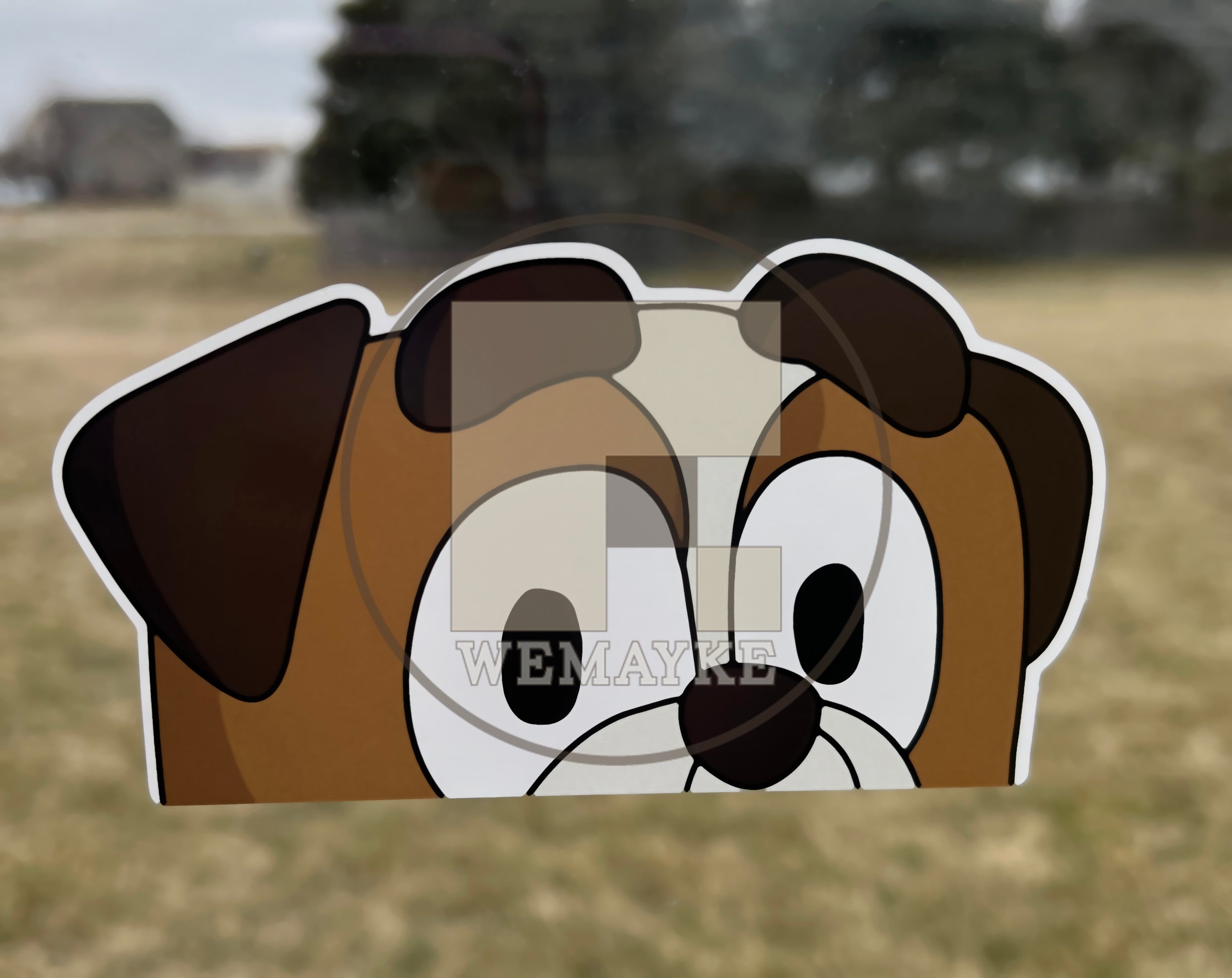 (B85) Brown Puppy Peeker - Dog Family Decal / Sticker